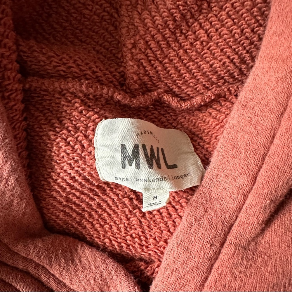 Madewell MWL Airyterry Hoodie Sweatshirt size small, heather weathered brick red - Picture 8 of 10